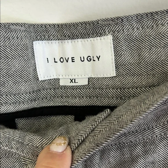 I Love Ugly Slim Kobe Pants Gray Herringbone